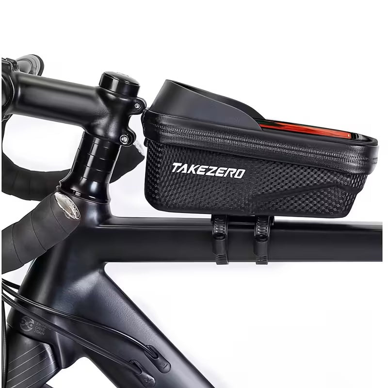 Bolsa Frontal Bicicleta Negra Carcasa Dura con Compartimentos