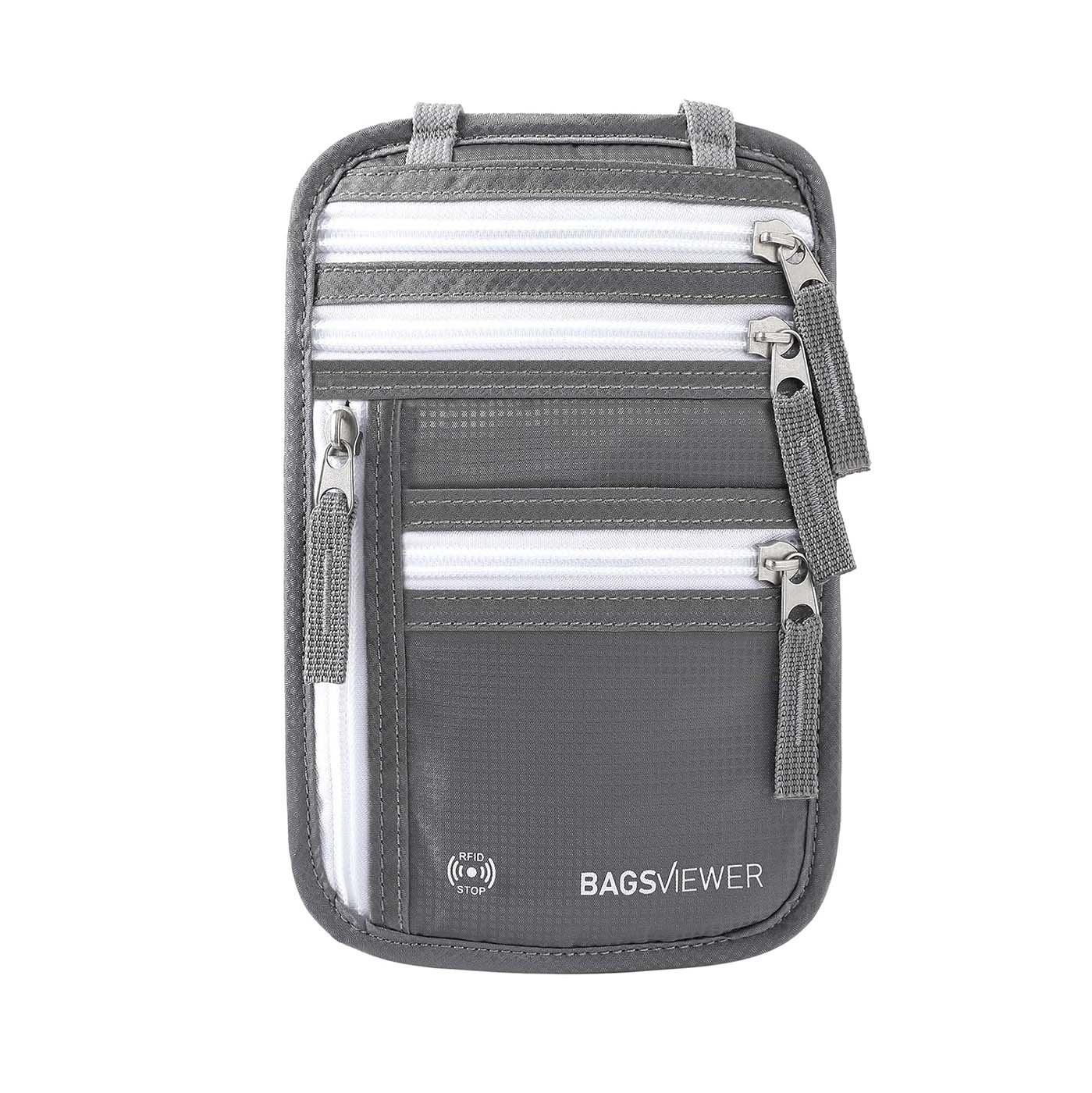 Bolso de cuello para viaje Antirrobo con Bloqueo RFID - Gris Claro