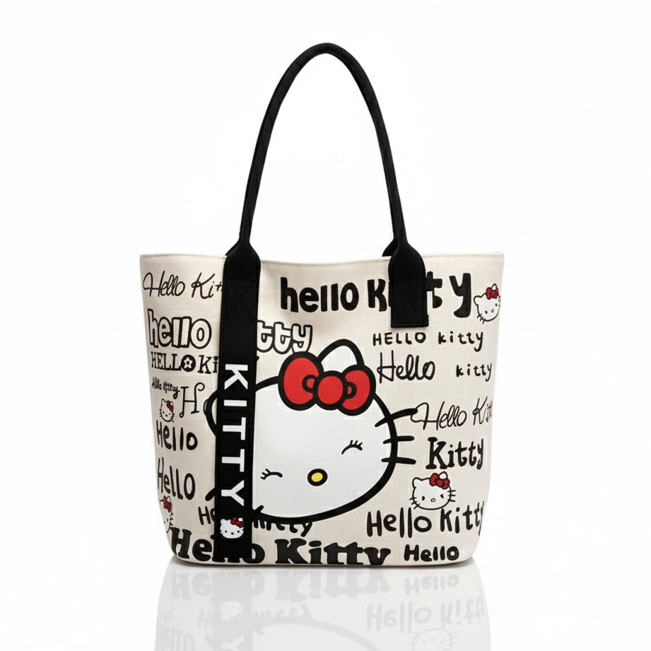 Bolso Tote Hello Kitty Mujer Gran Capacidad Blanco y Negro