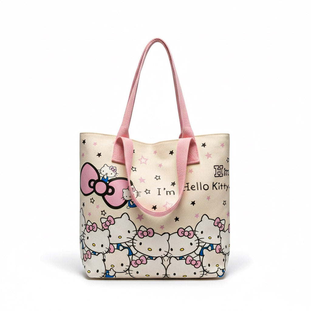 Bolso Tote Hello Kitty Mujer Gran Capacidad Blanco y Rosa